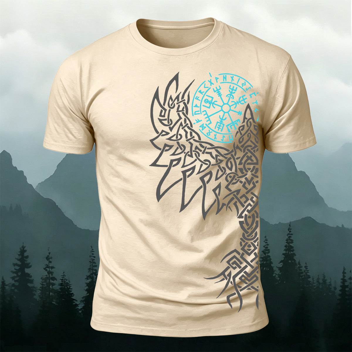 Viking Wolf Knotwork Casual Premium Cotton T-Shirt