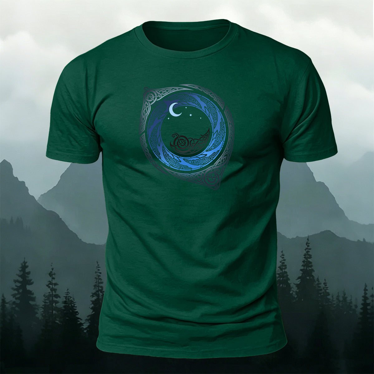 Celtic Moon Circle Totem Mystical Casual Cotton Tee