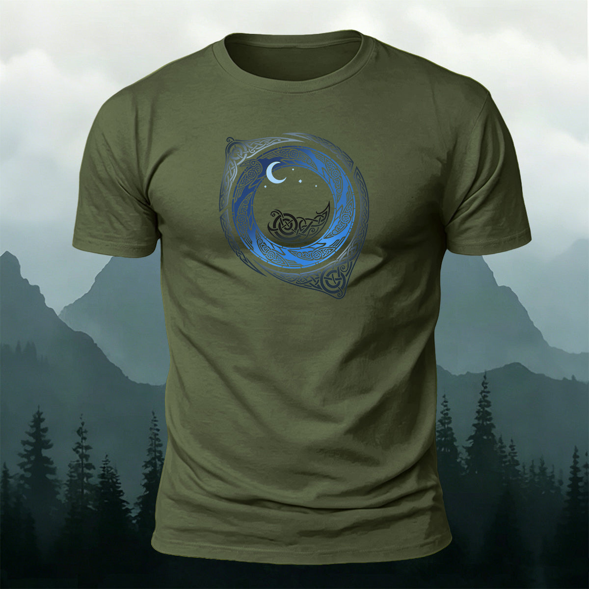Celtic Moon Circle Totem Mystical Casual Cotton Tee