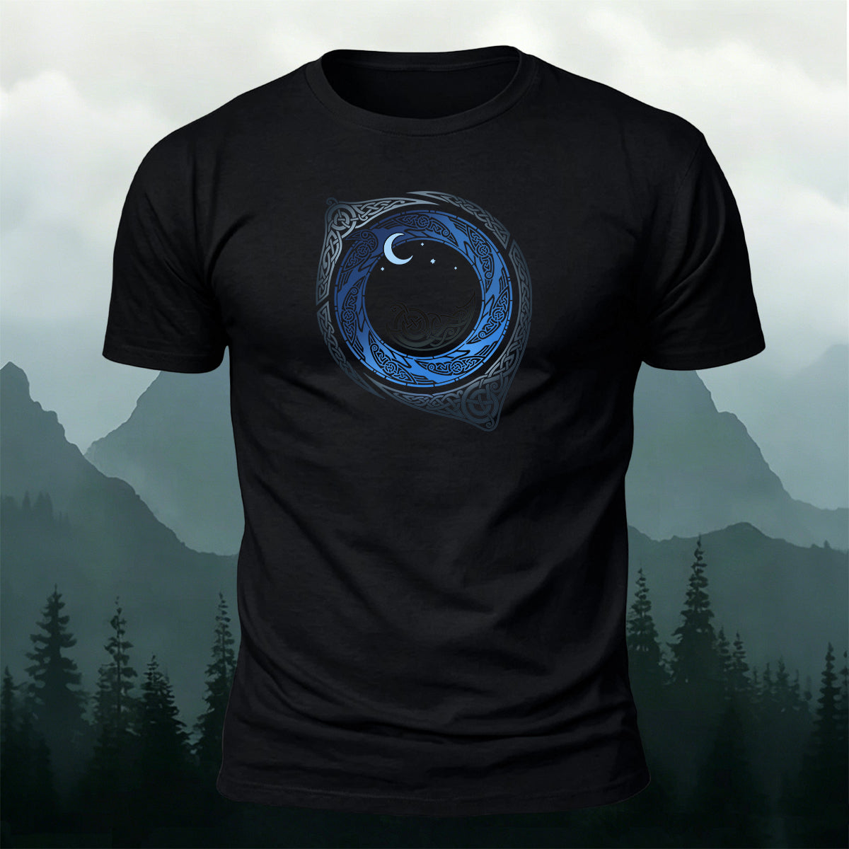 Celtic Moon Circle Totem Mystical Casual Cotton Tee