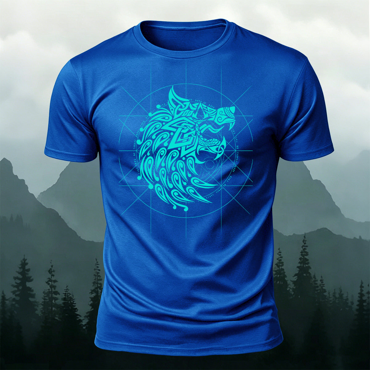 Nordic Wolf Compass Graphic Premium Cotton T-Shirt