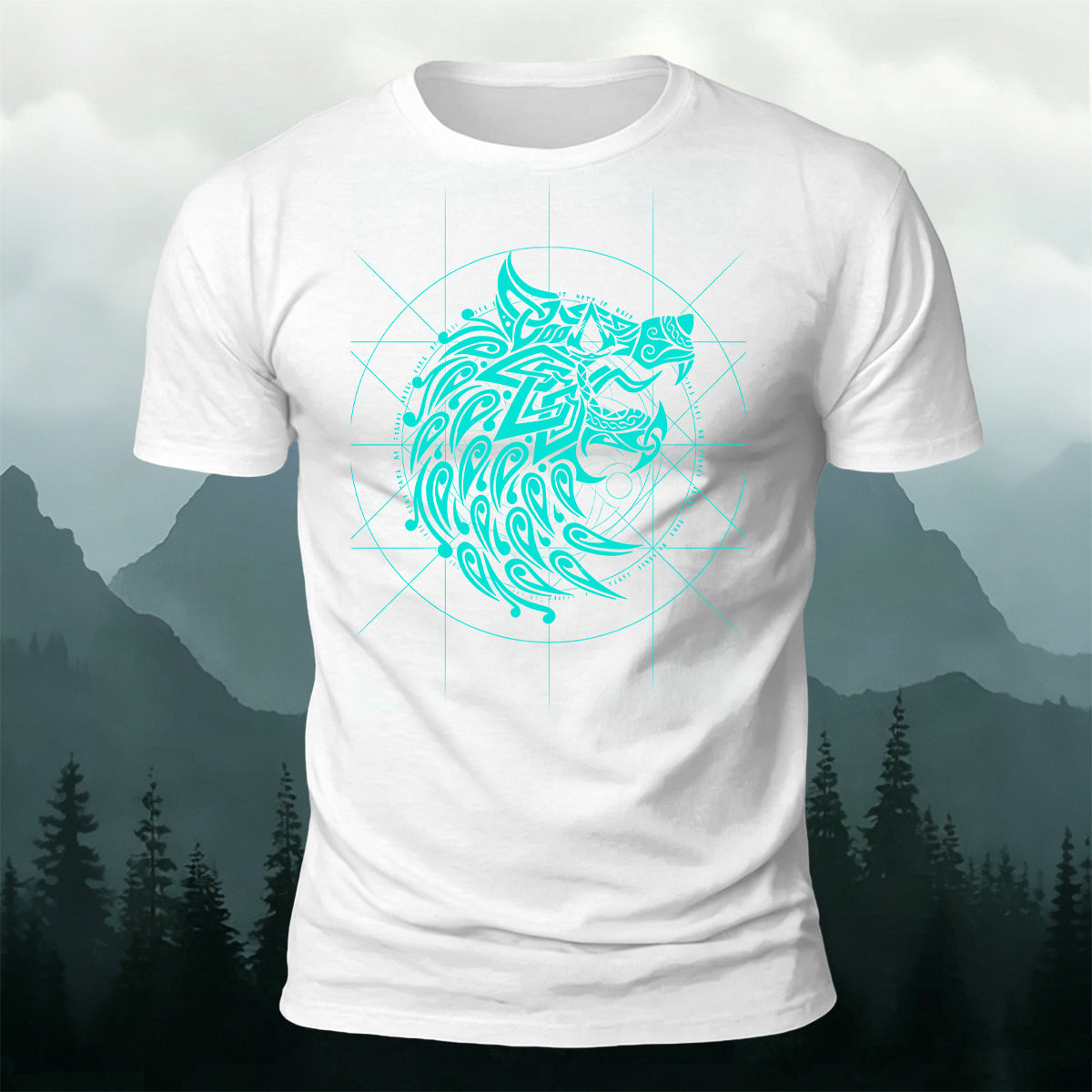 Nordic Wolf Compass Graphic Premium Cotton T-Shirt