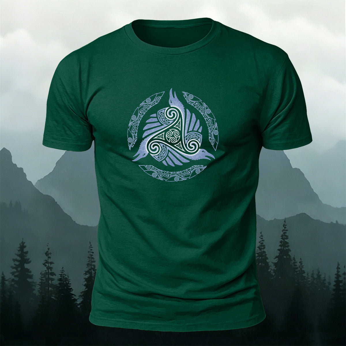 Celtic Triple Raven Totem Casual Skin-Friendly T-Shirt