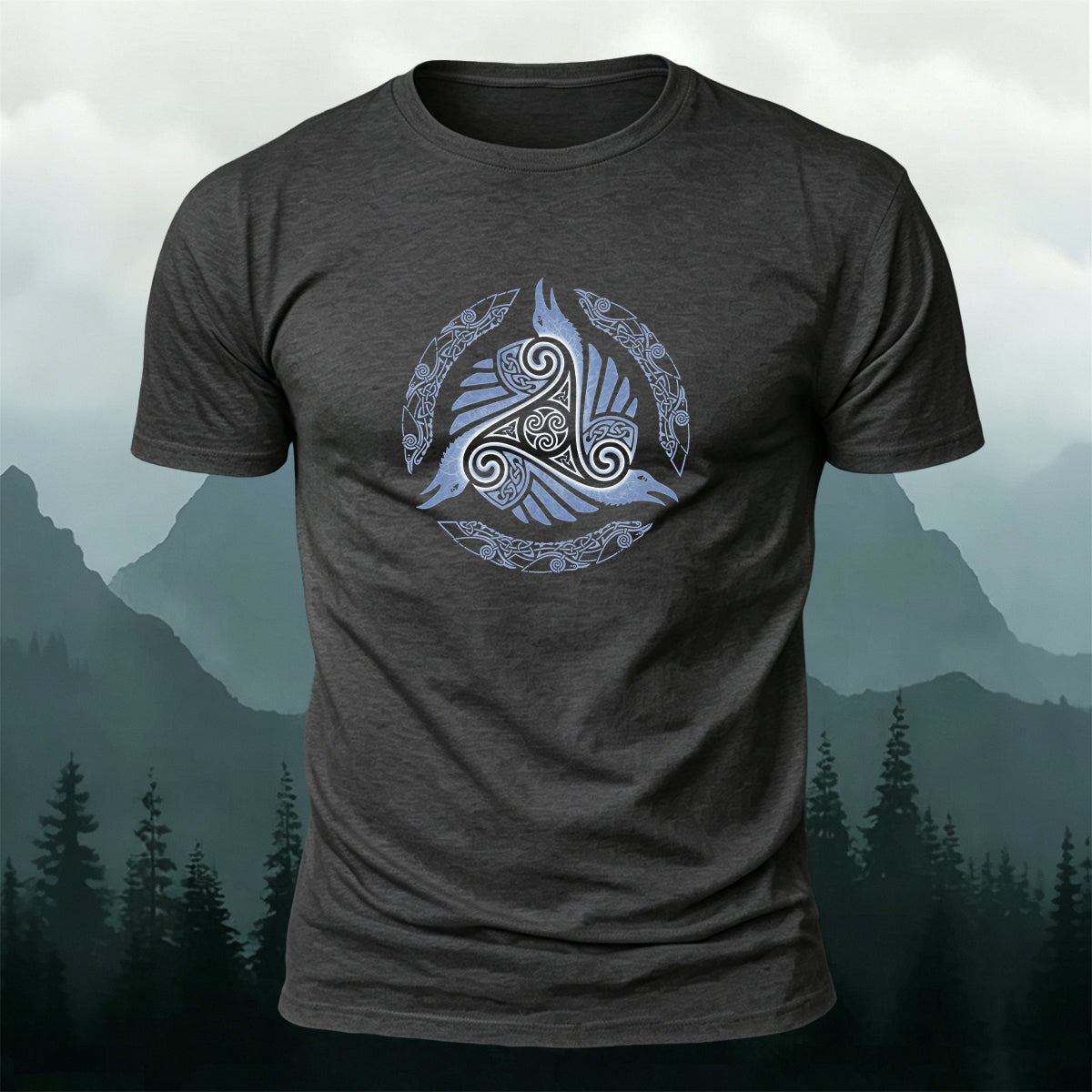 Celtic Triple Raven Totem Casual Skin-Friendly T-Shirt