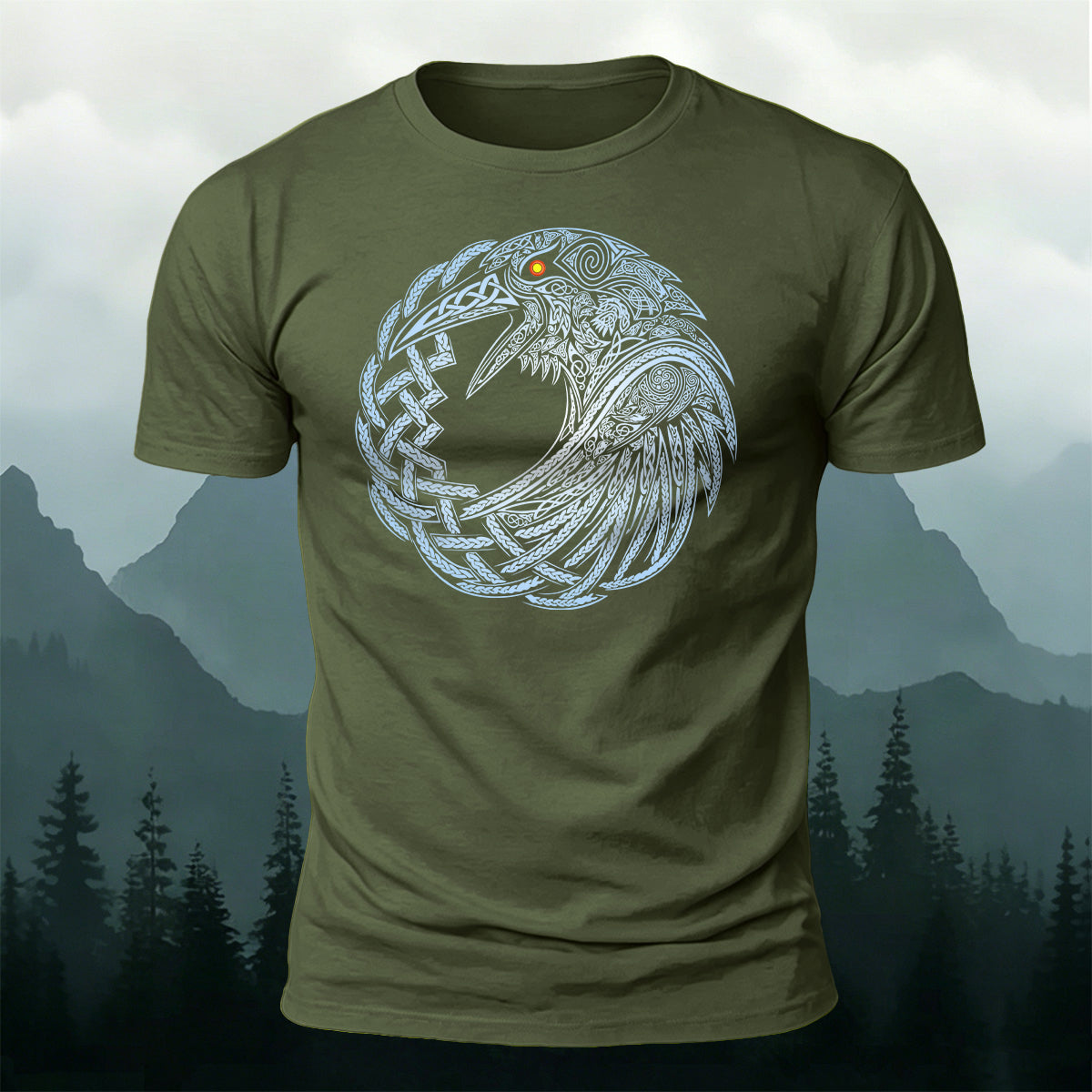 ケルトの円 カラスのトーテム ネイチャー 肌に優しいTシャツ