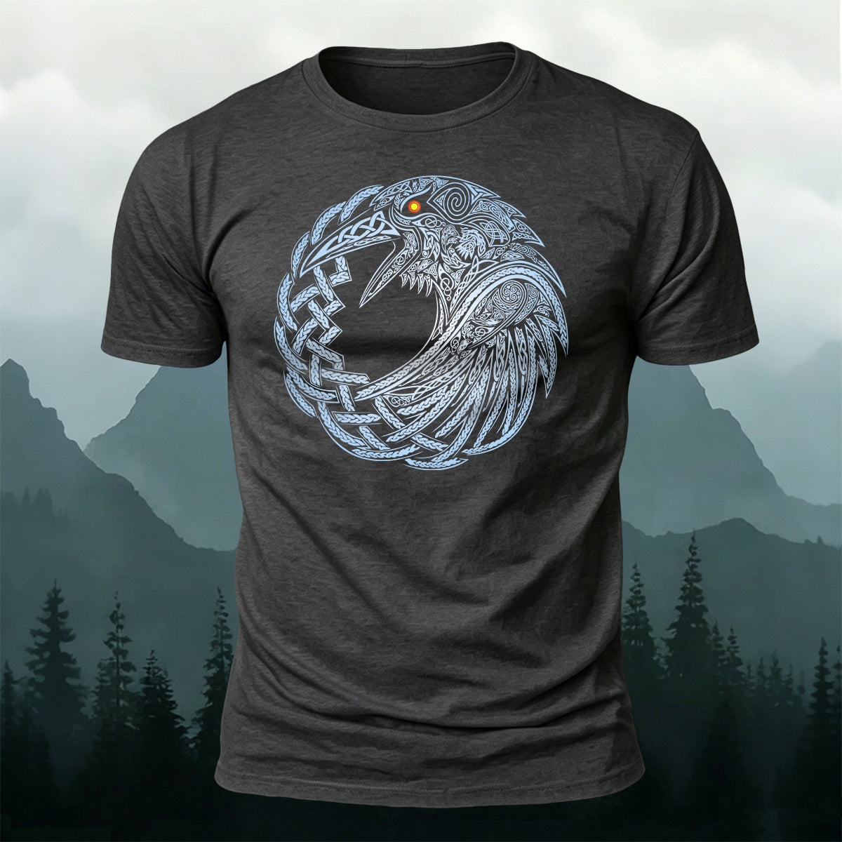 Mystical Celtic Knot Raven Premium Cotton Tee