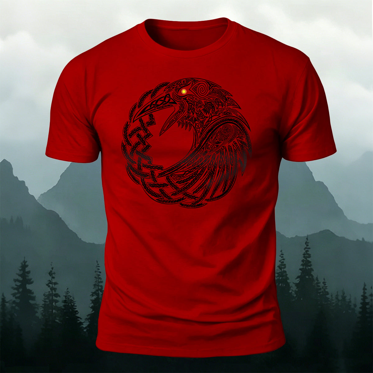 Mystical Celtic Knot Raven Premium Cotton Tee