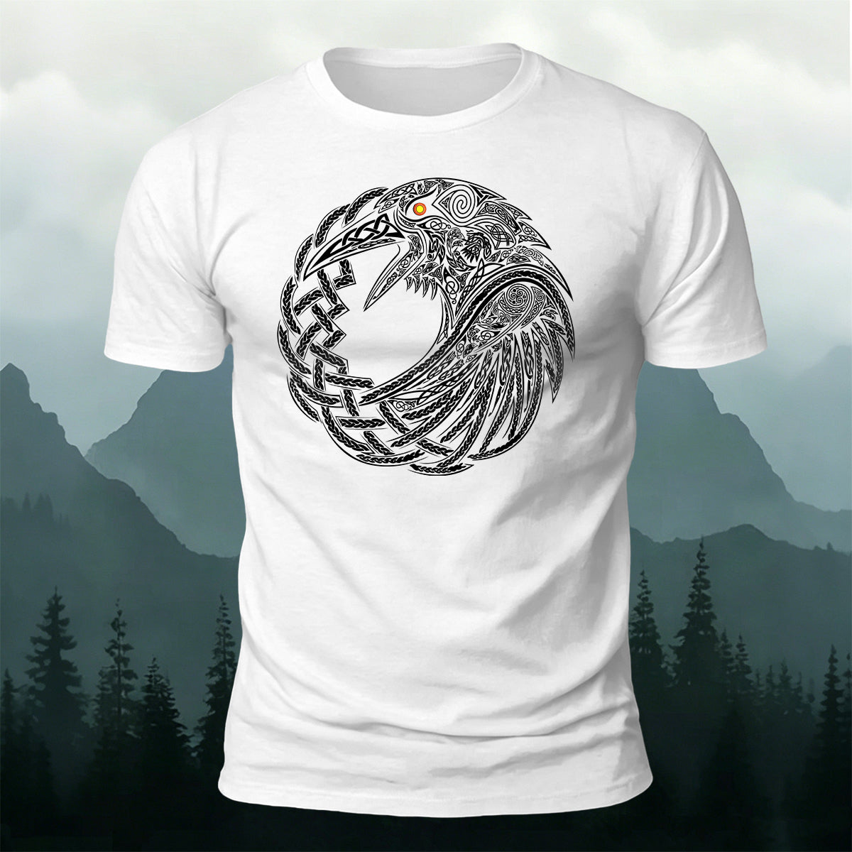 ケルトの円 カラスのトーテム ネイチャー 肌に優しいTシャツ
