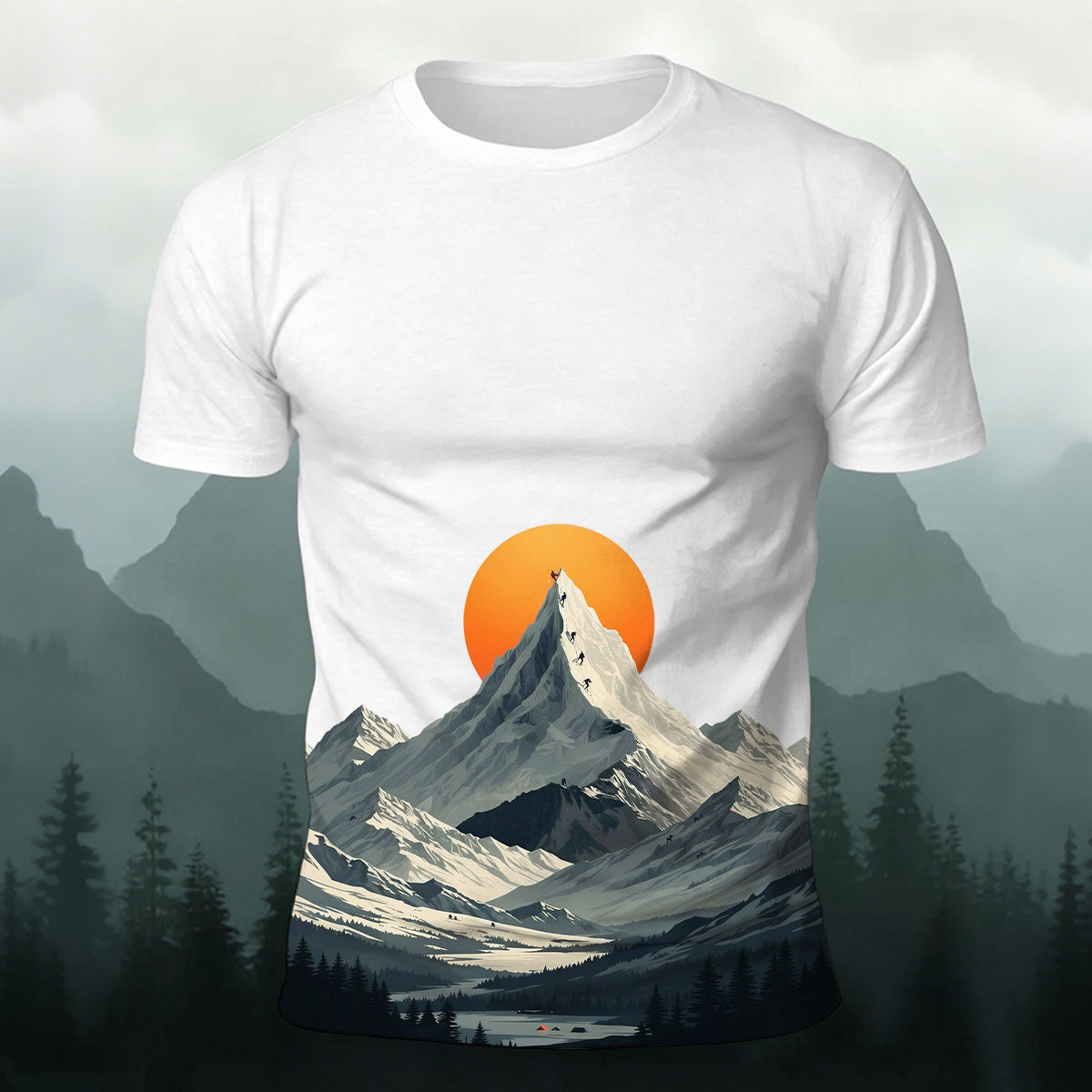 Sublimation Snow Mountain Climbing Outdoor Art Tee