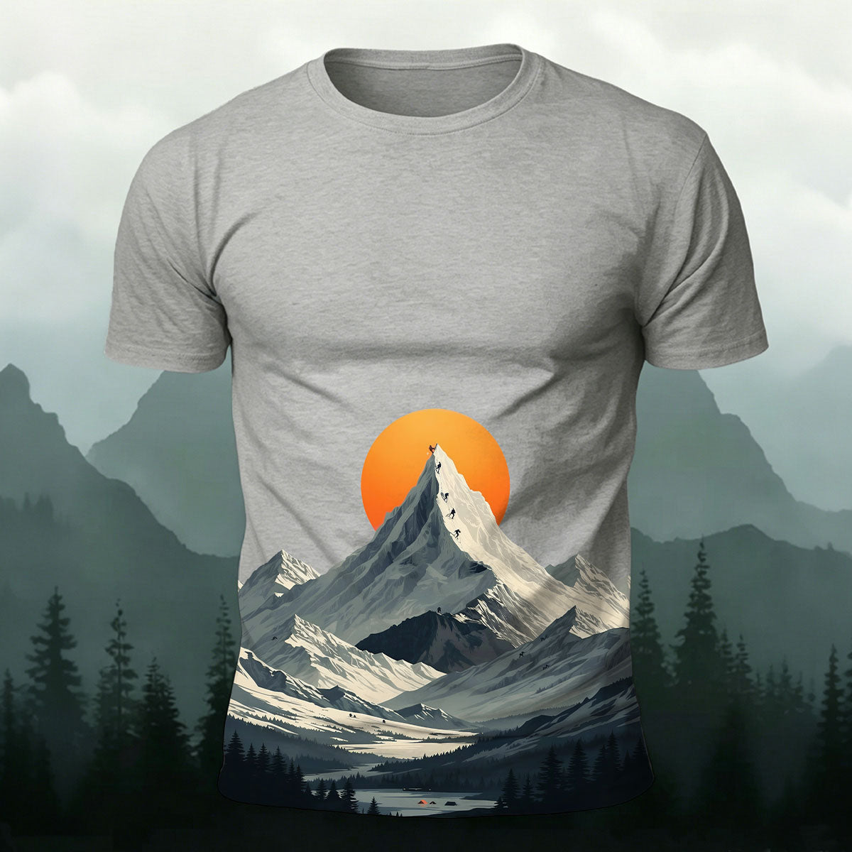 Sublimation Snow Mountain Climbing Outdoor Art Tee