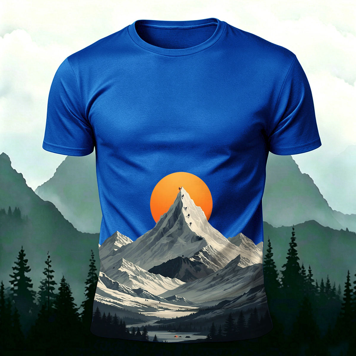 Sublimation Snow Mountain Climbing Outdoor Art Tee