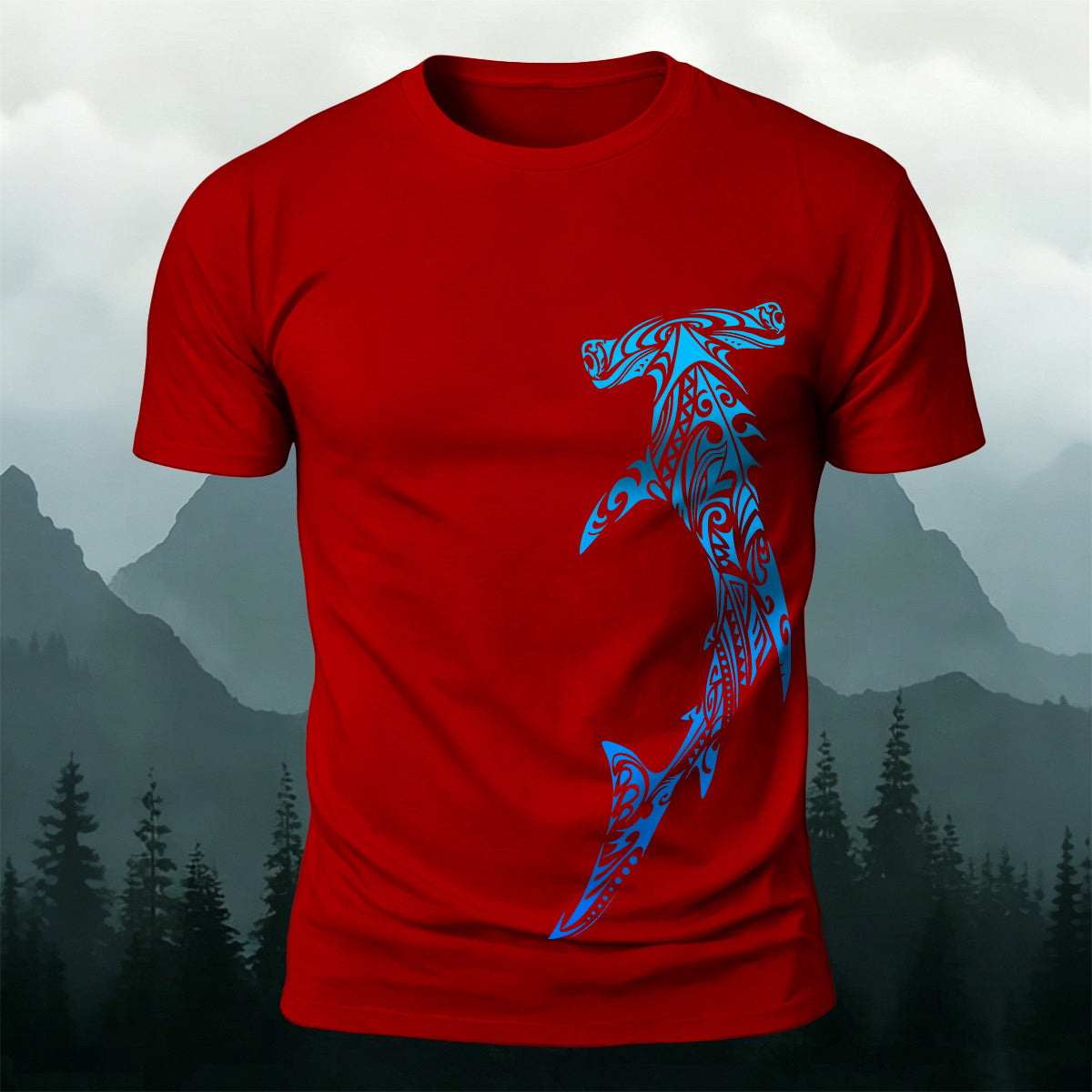 Tribal Hammerhead Shark Casual Cotton T-Shirt
