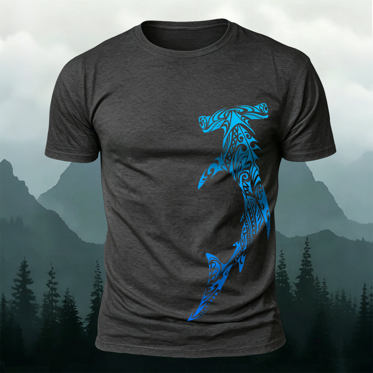 Tribal Hammerhead Shark Casual Cotton T-Shirt