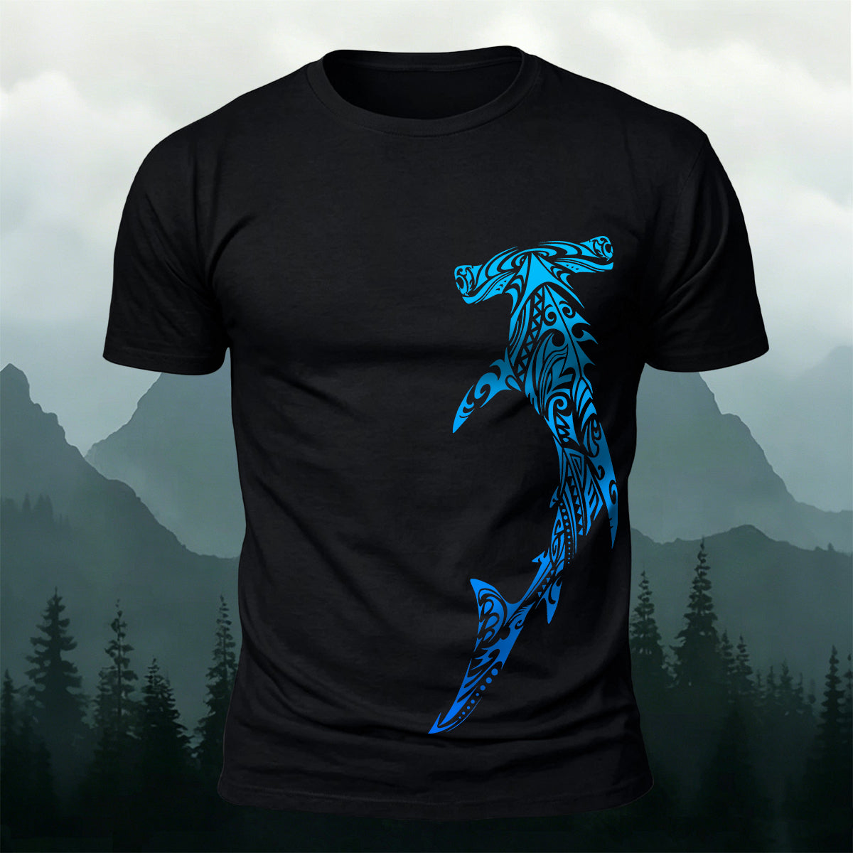 Tribal Hammerhead Shark Casual Cotton T-Shirt