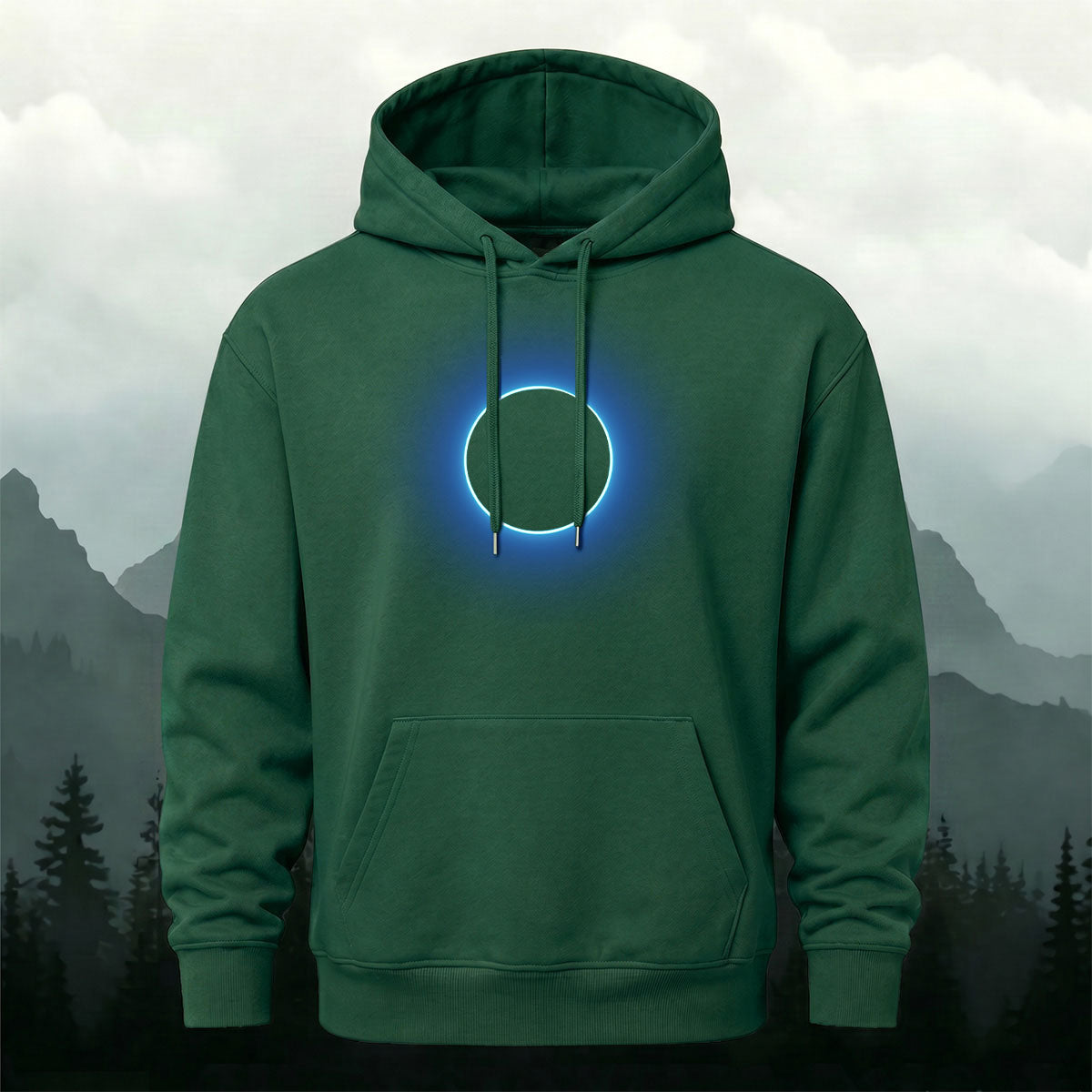 DTG Neon Blue Eclipse Circle Minimalist Hoodie