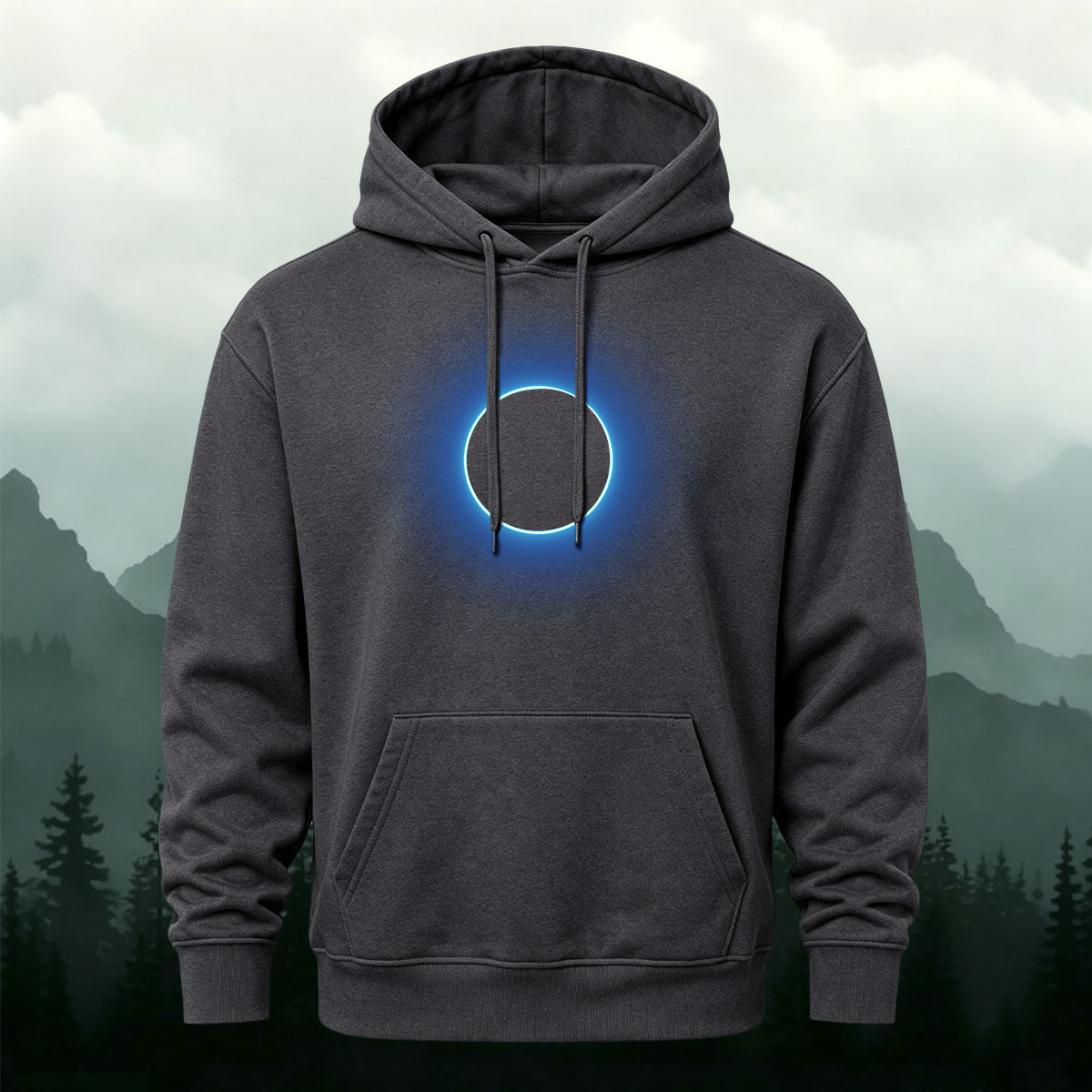 DTG Neon Blue Eclipse Circle Minimalist Hoodie