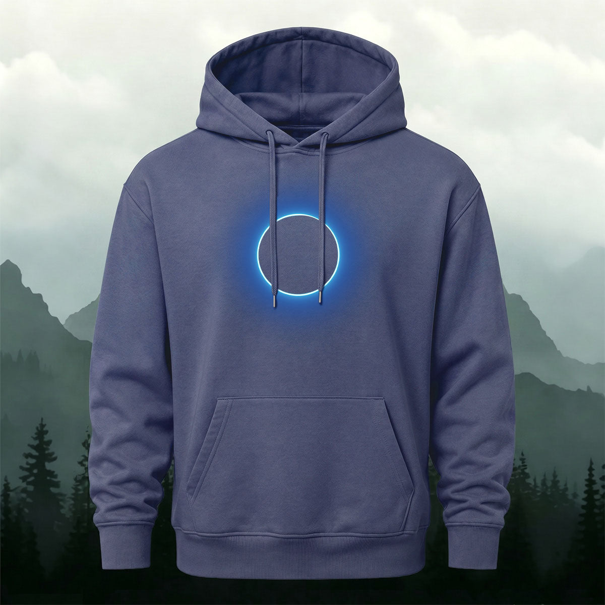 DTG Neon Blue Eclipse Circle Minimalist Hoodie