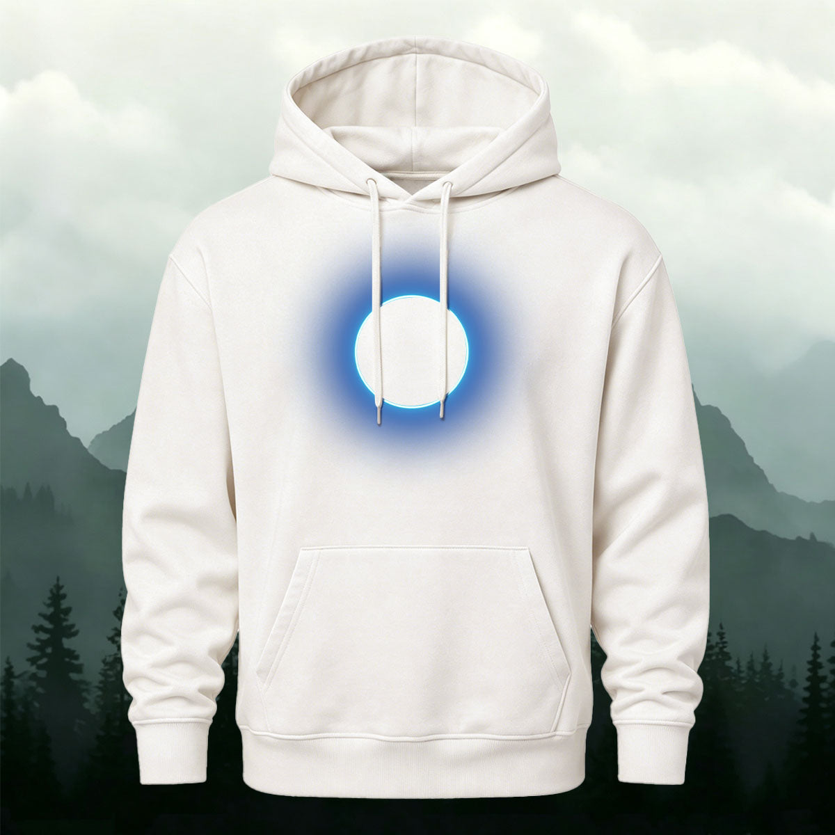 DTG Neon Blue Eclipse Circle Minimalist Hoodie