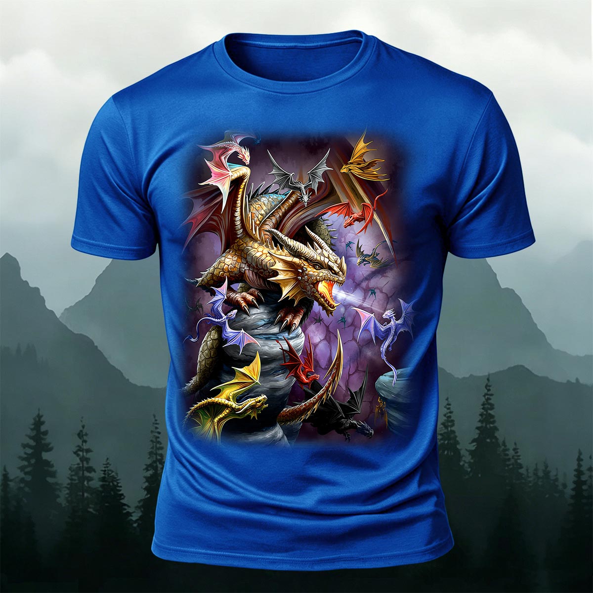 Sublimation Cave Dragon Clan Fantasy Casual Tee