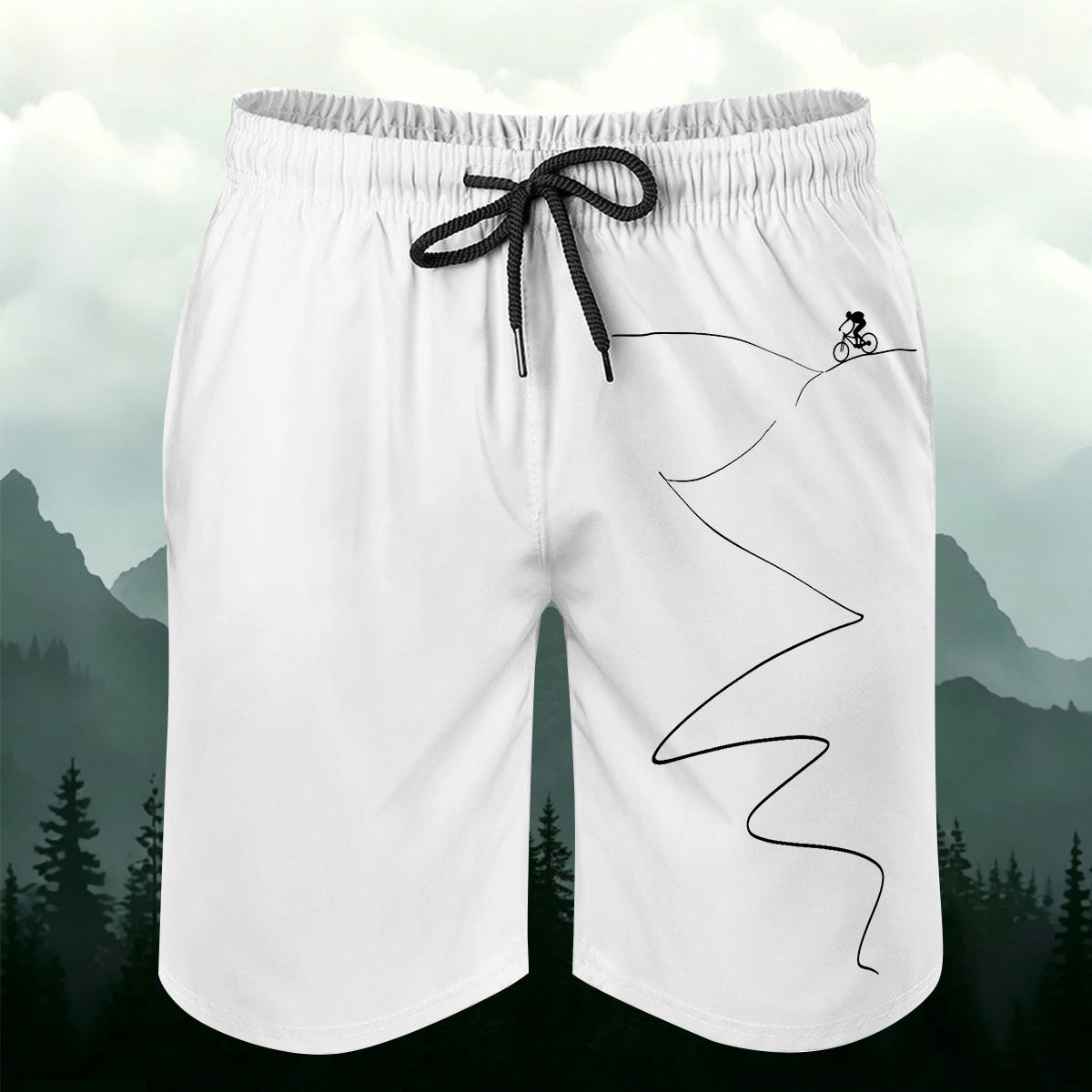 Mountain Cycling Line Silhouette Outdoor Casual Shorts