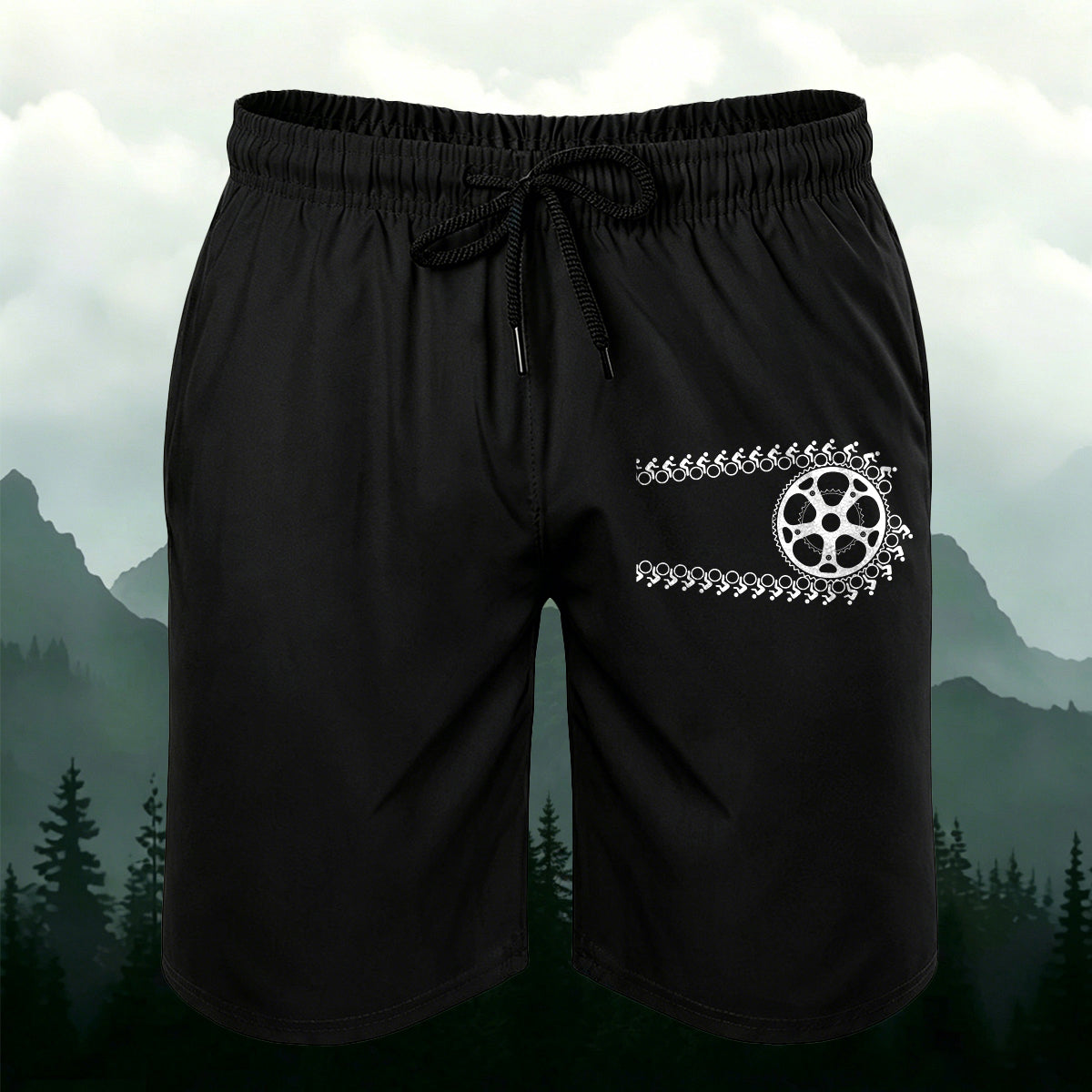 Bicycle Chain Crankset Outdoor Casual Shorts