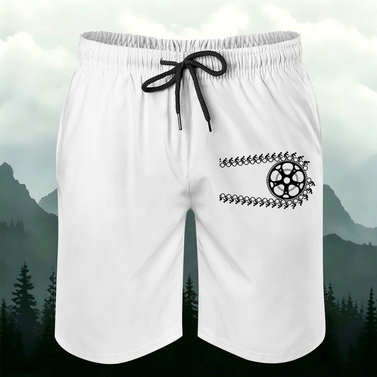 Bicycle Chain Crankset Outdoor Casual Shorts