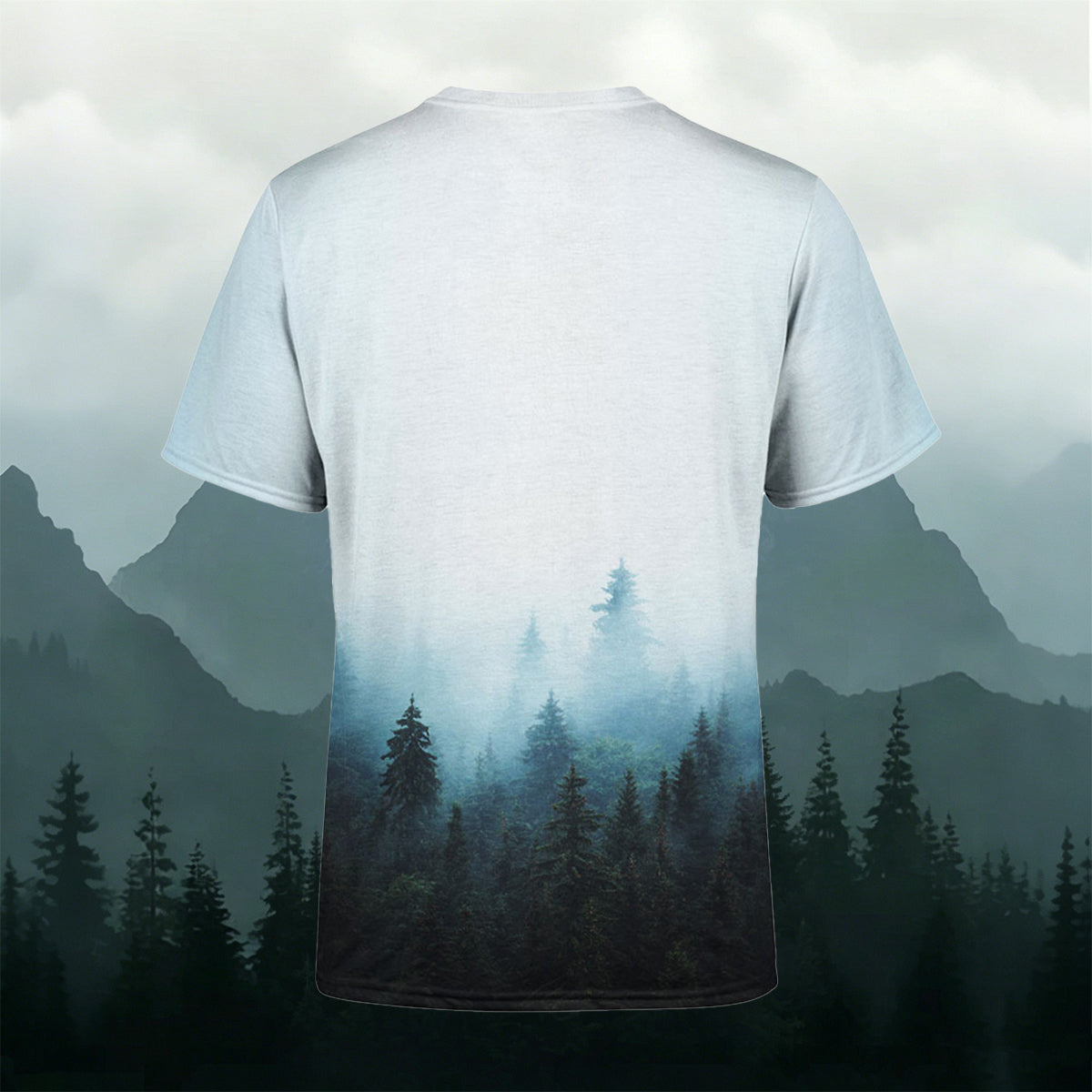 昇華印刷 ミスティフォレスト風景 アウトドア カジュアルTシャツ