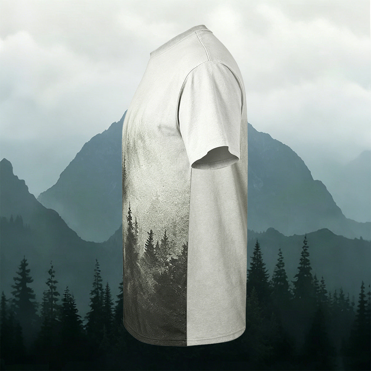 Sublimation Nature Misty Woods Landscape Casual Tee