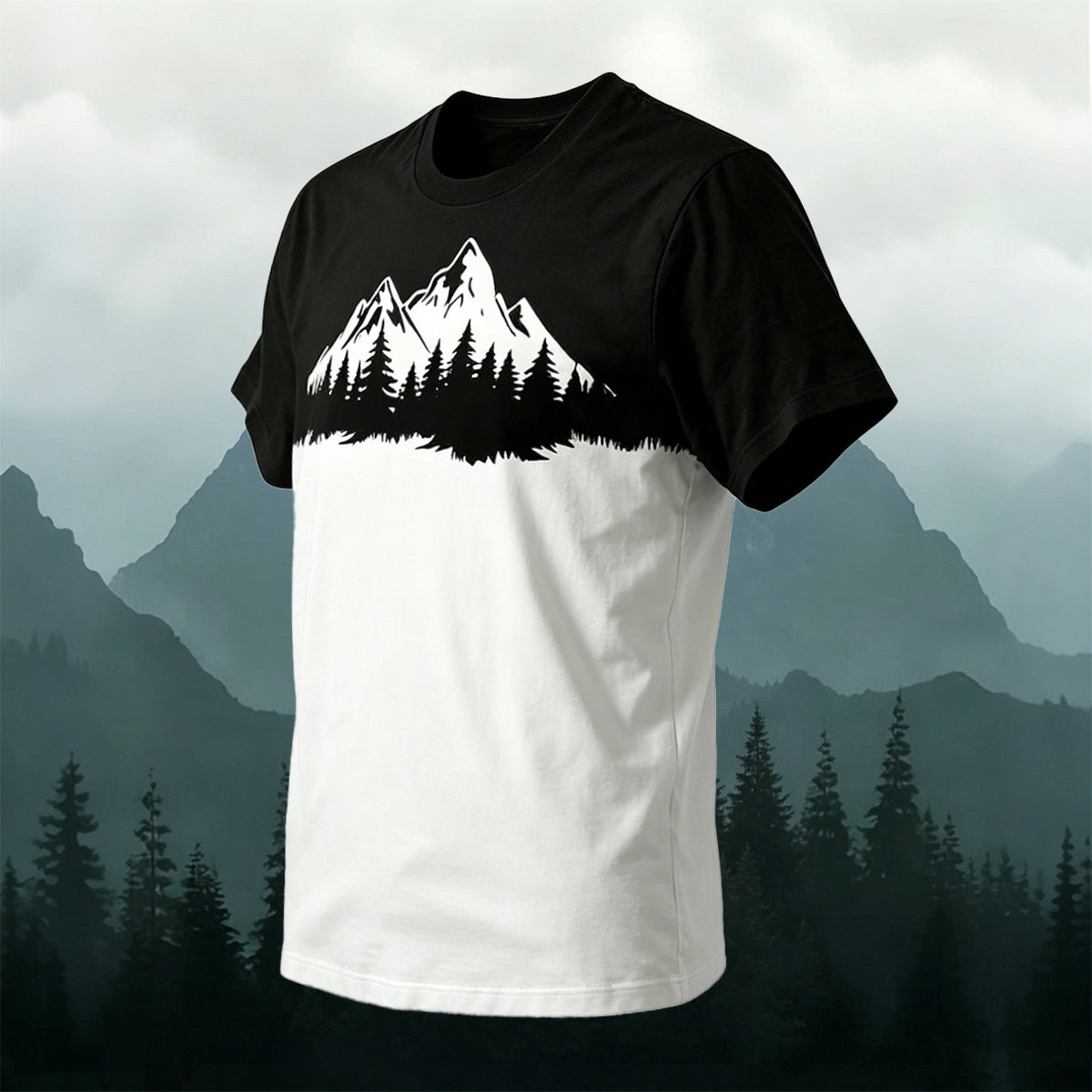 Sublimation Black White Retro Silhouette Outdoor Tee