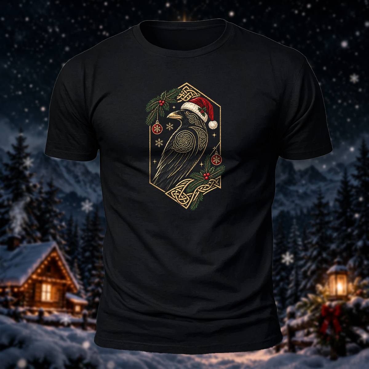 Christmas Norse Raven Casual Premium Cotton T-Shirt