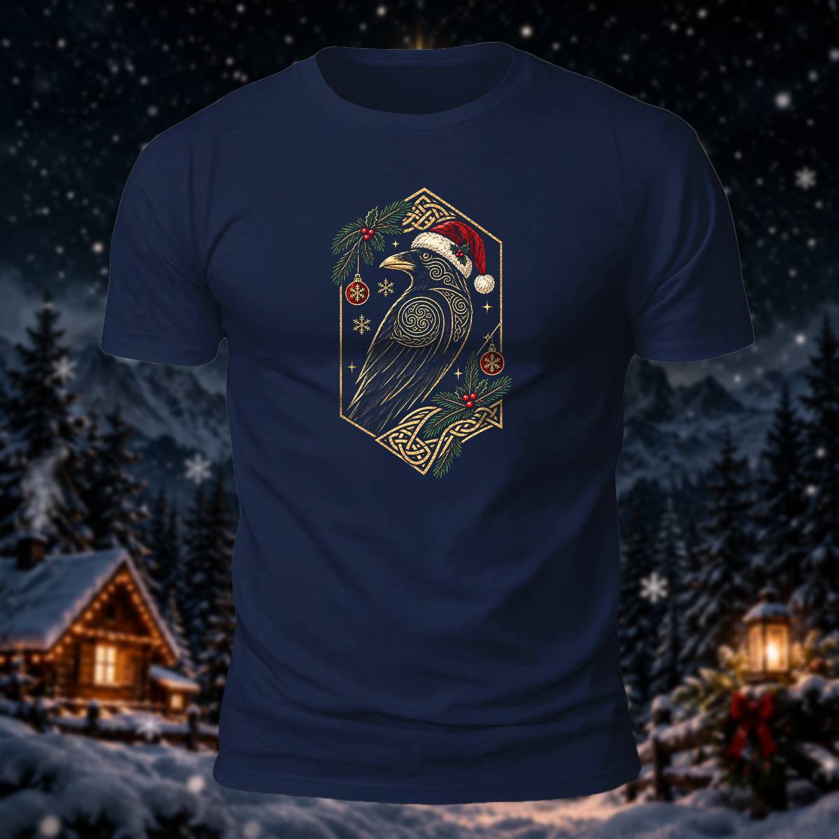 Christmas Norse Raven Casual Premium Cotton T-Shirt