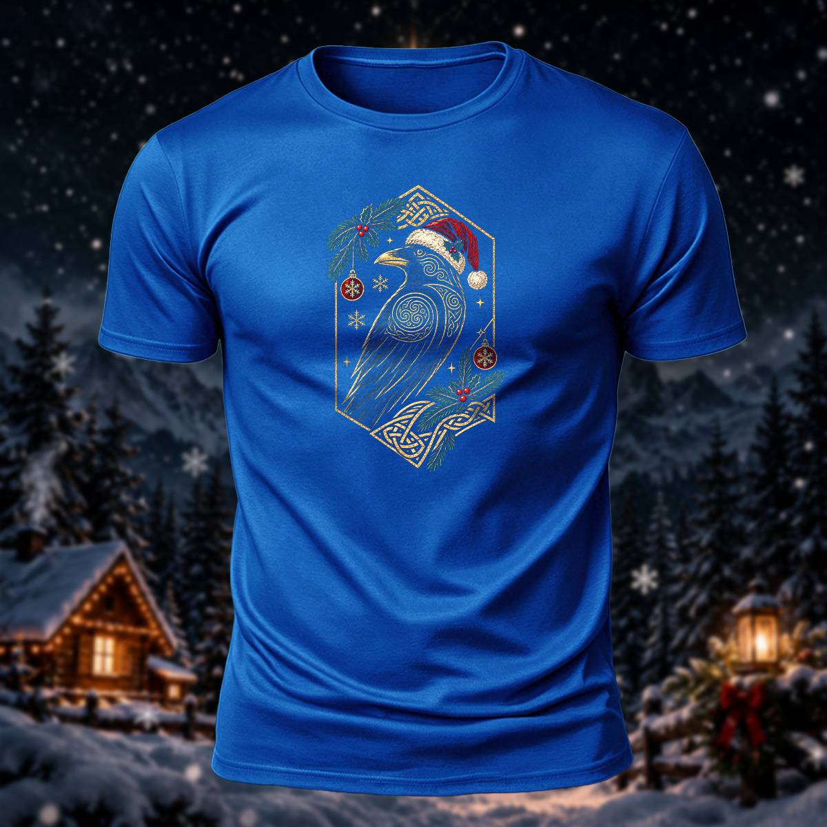 Christmas Norse Raven Casual Premium Cotton T-Shirt
