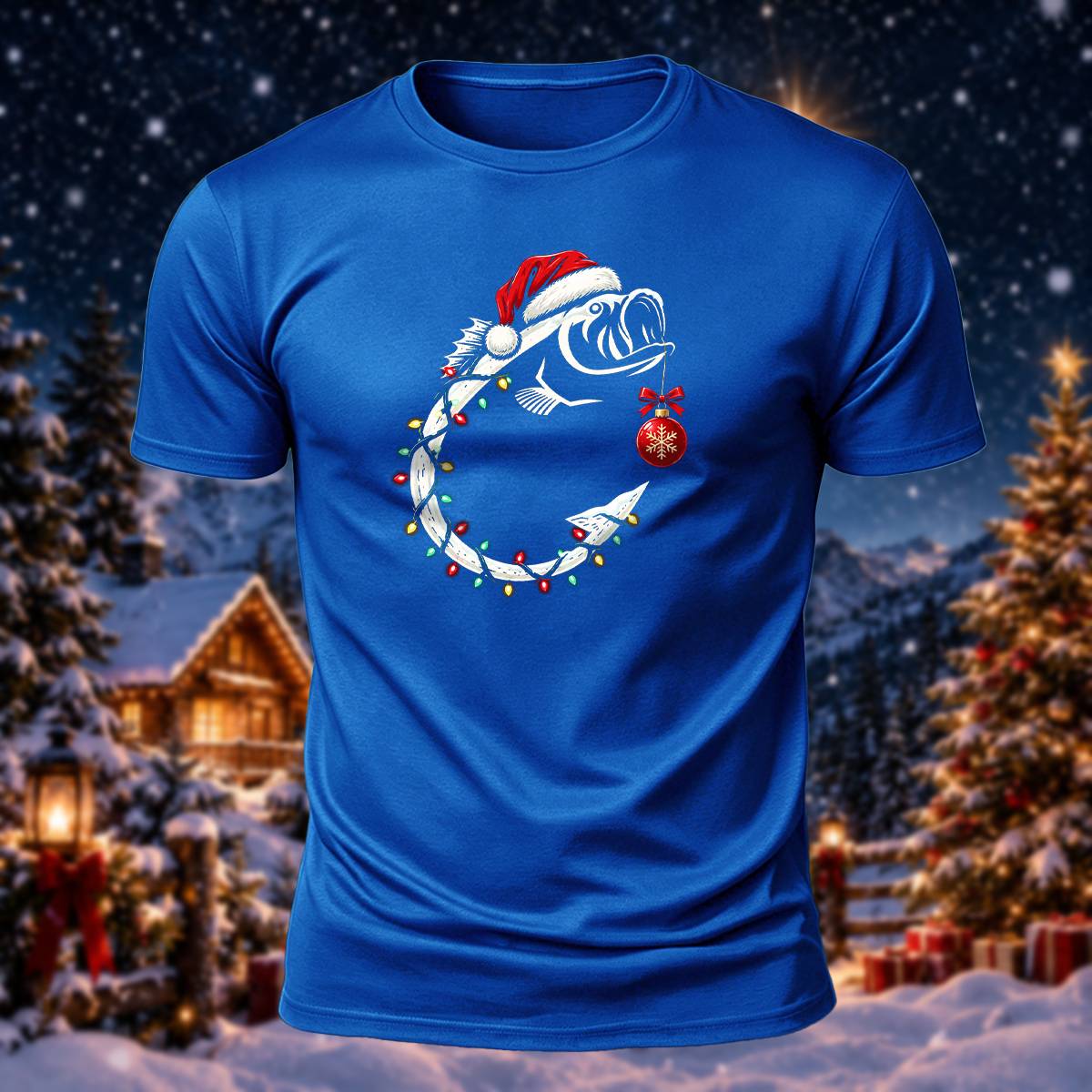 Christmas Fishing Lover Casual Premium Cotton Tee