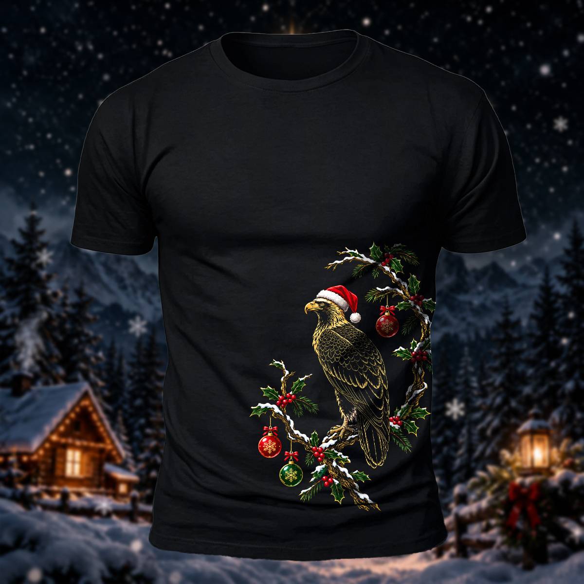 Christmas Eagle Lover Casual Short Sleeve Tee