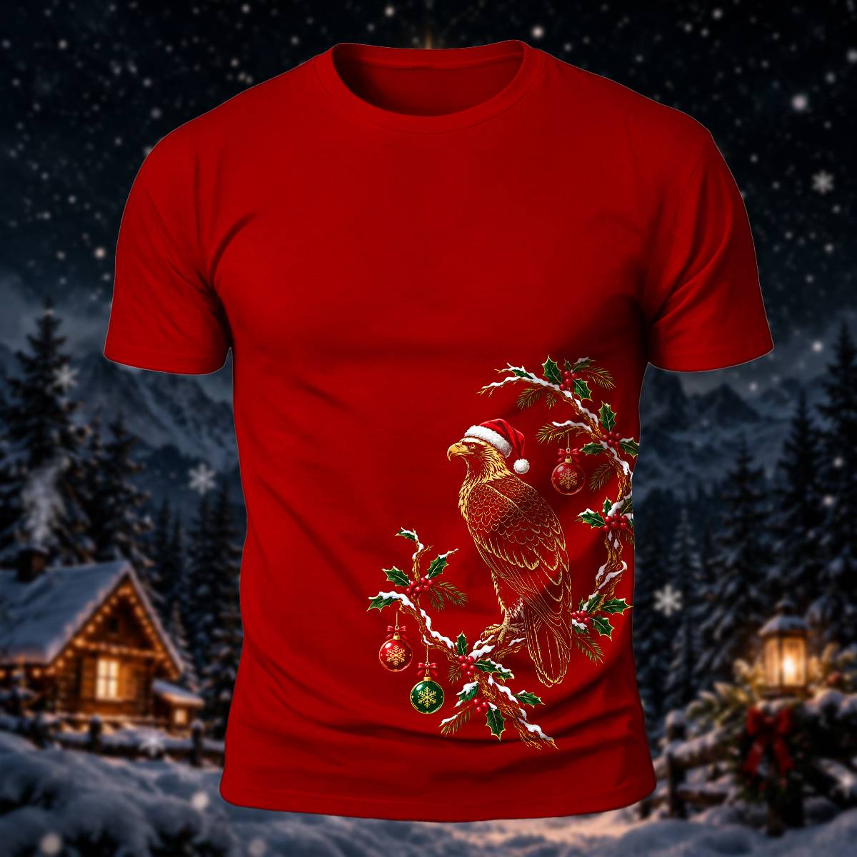 Christmas Eagle Lover Casual Short Sleeve Tee