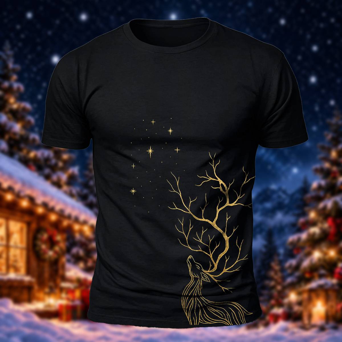 Elegant Christmas Deer Lover Casual Short Sleeve Tee