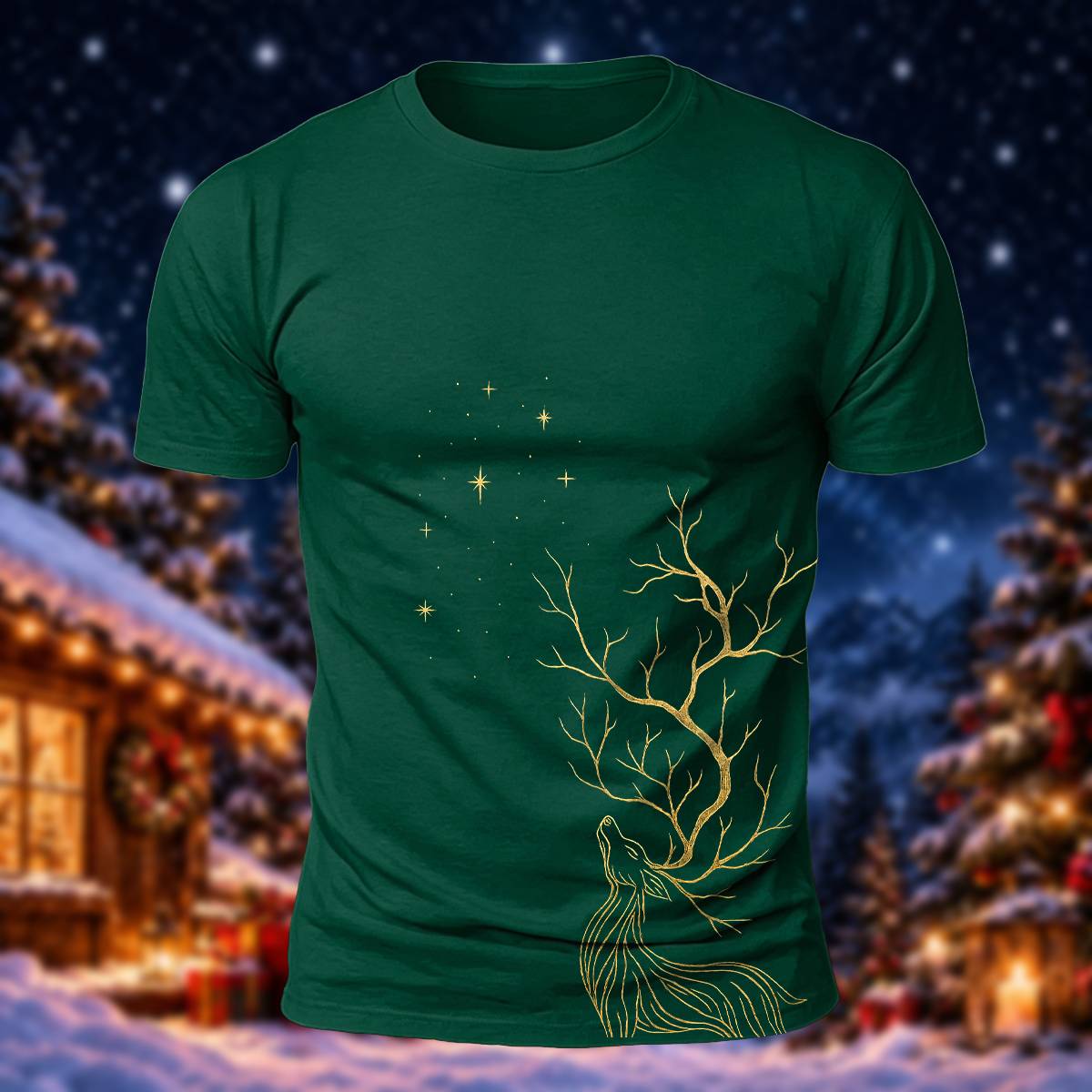 Elegant Christmas Deer Lover Casual Short Sleeve Tee