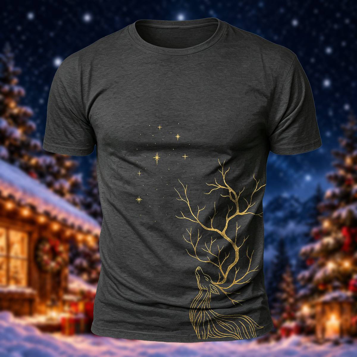 Elegant Christmas Deer Lover Casual Short Sleeve Tee