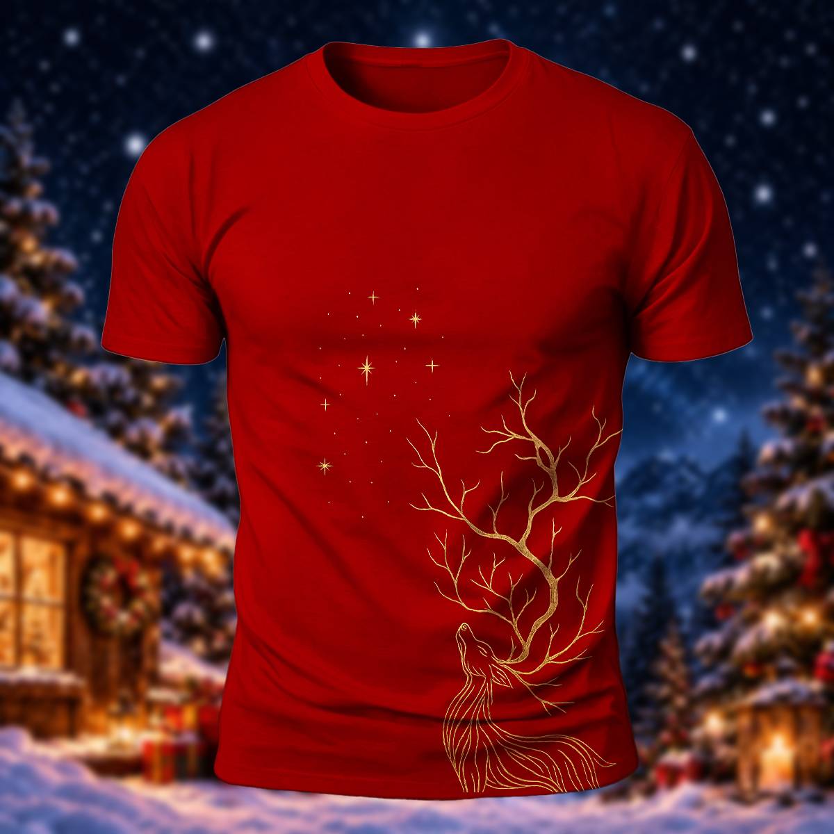 Elegant Christmas Deer Lover Casual Short Sleeve Tee