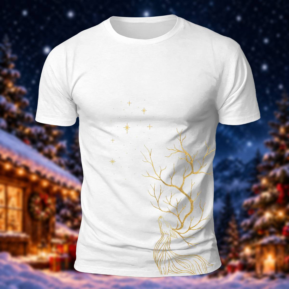 Elegant Christmas Deer Lover Casual Short Sleeve Tee