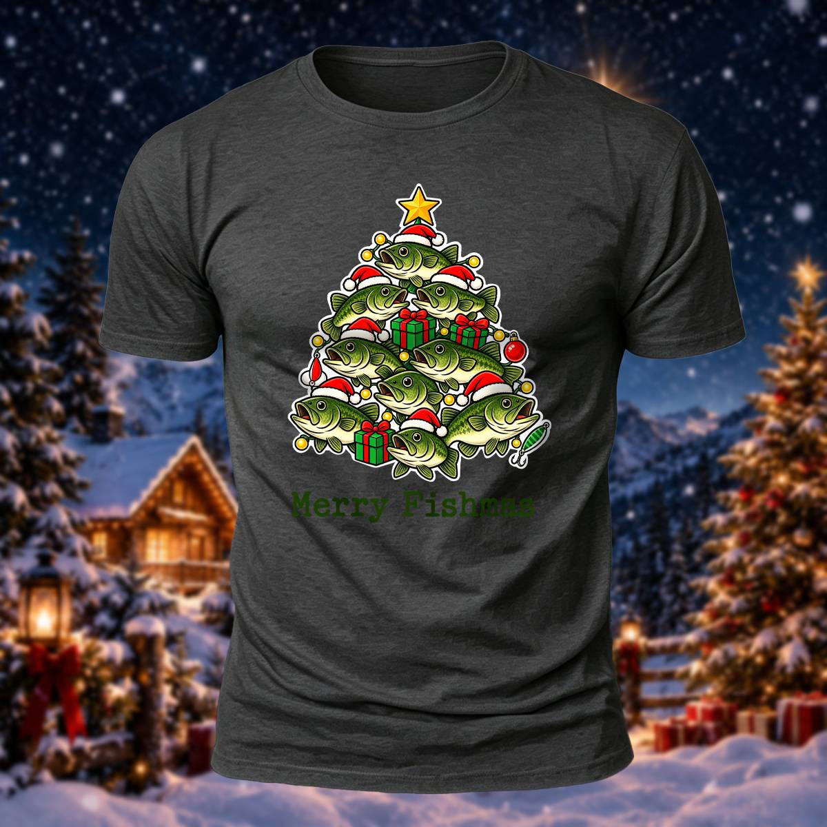 Christmas Fishing Lover Merry Fishmas Cotton Tee