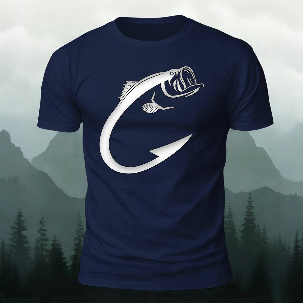 Minimalist Bass Fish Hook Graphic Casual Tee