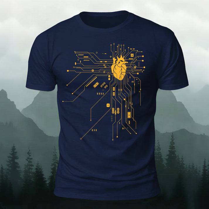 プログラマー テックラバー ハート 回路 コットンTシャツ