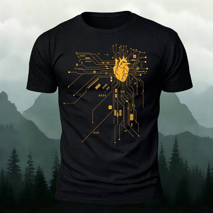 プログラマー テックラバー ハート 回路 コットンTシャツ