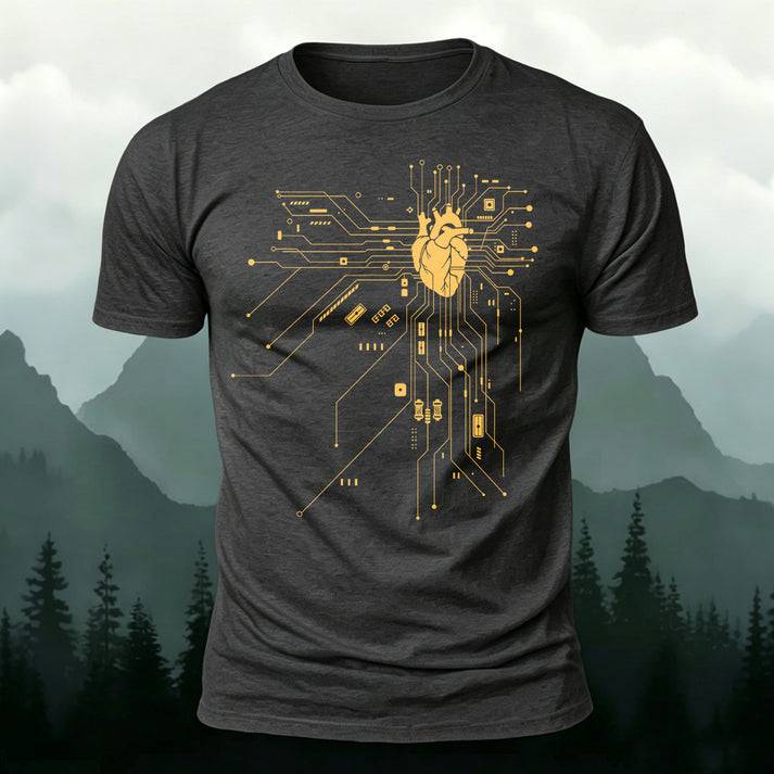 プログラマー テックラバー ハート 回路 コットンTシャツ