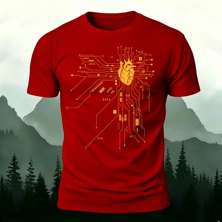 プログラマー テックラバー ハート 回路 コットンTシャツ