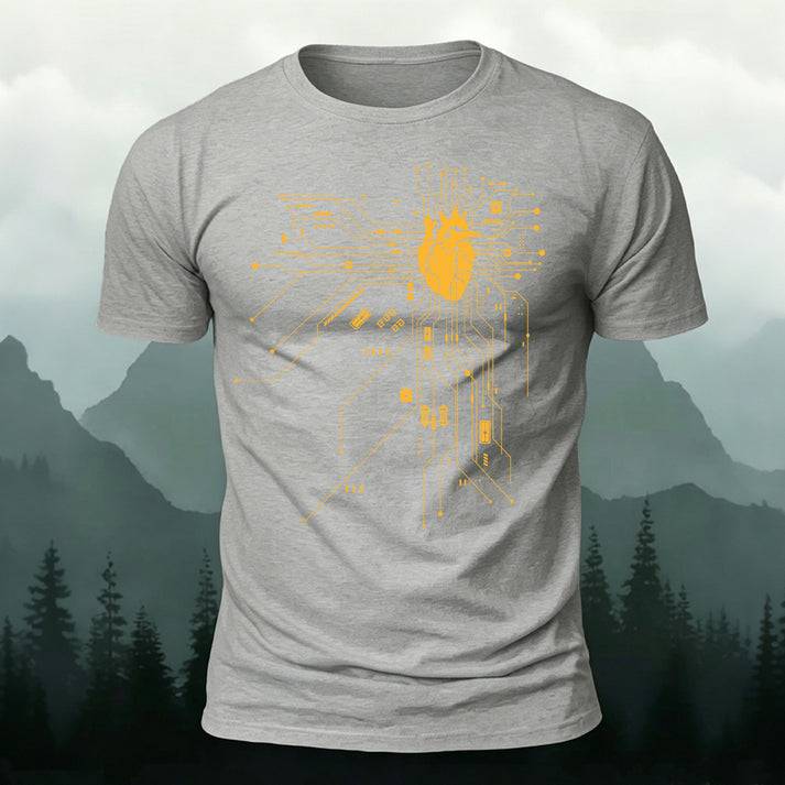プログラマー テックラバー ハート 回路 コットンTシャツ