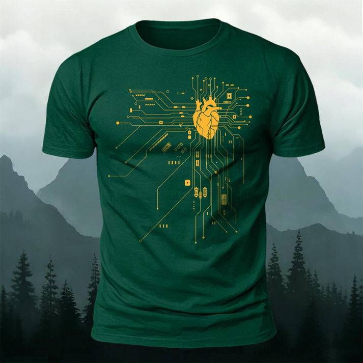 プログラマー テックラバー ハート 回路 コットンTシャツ