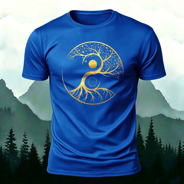 陰陽 生命の樹 カジュアル半袖Tシャツ