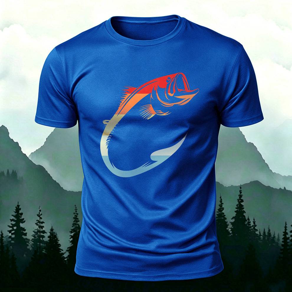 Fishing Lover Retro Bass Casual Short Sleeve Tee